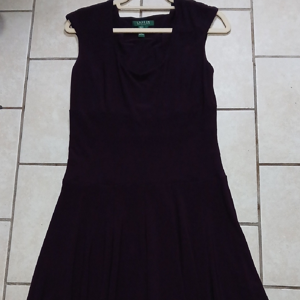 VINTAGE RALPH LAUREN Womens Eggplant Purple Size 8 Pleated Midi Dress